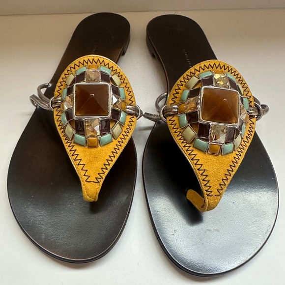 Pristine Giuseppe Zanotti Suede Crystal Embellishments Slides Size: 8.5 - Picture 7 of 9